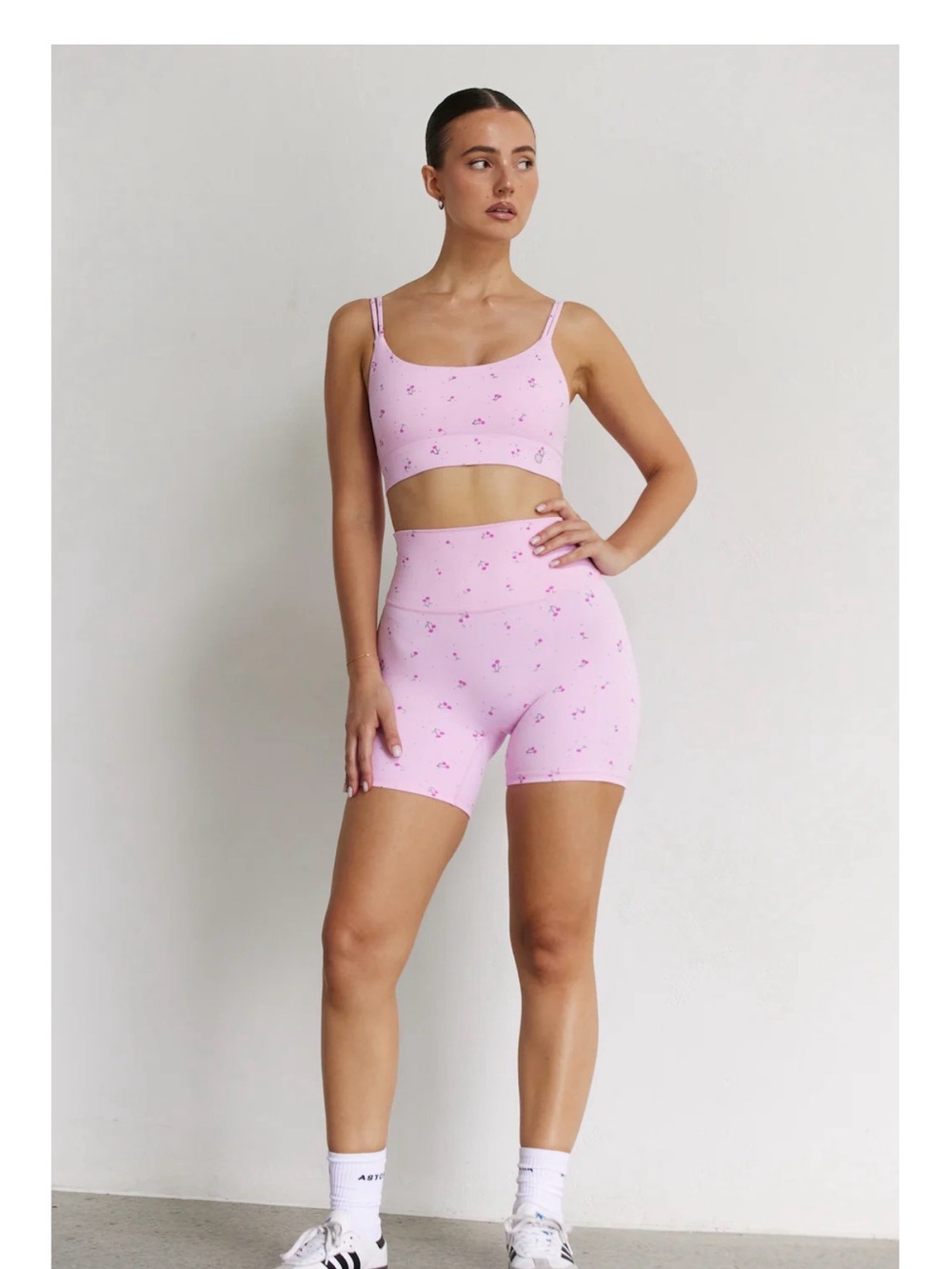 Bundle Astoria Light Pink Floral High-Waist Bike Shorts only shorts